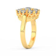 3Ct Round Cut Moissanite Women Cluster Engagement Ring 14K Yellow Gold Plated